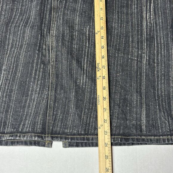 VTG Newport News Jeanology Denim Jean Skirt Black Laced Up Waist Back Slit SZ 18 - Picture 13 of 14